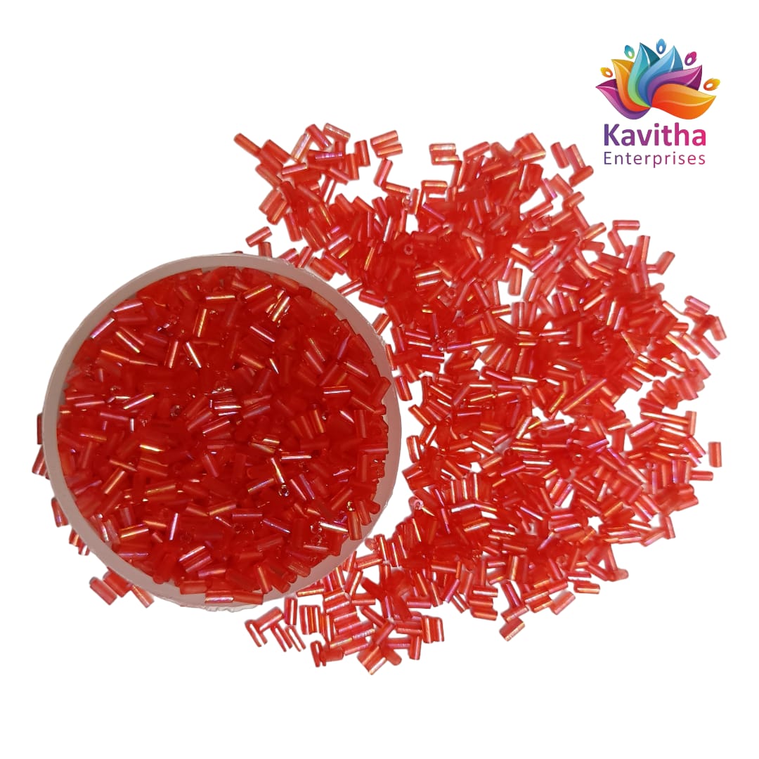 Pipe Beads/Bugle Beads/Glass Beads for Jewelry Making, Beading, and Embroidery – Assorted Colors pack of 50 gram