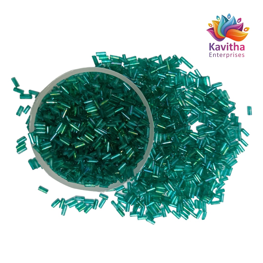 Pipe Beads/Bugle Beads/Glass Beads for Jewelry Making, Beading, and Embroidery – Assorted Colors pack of 50 gram