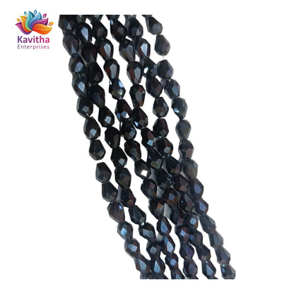Transparent Drop/Briolette Crystal Bead String - 6*8 mm, 55 Beads for Jewellery Making, Beading, Embroidery, Art and Craft