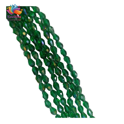 Transparent Drop/Briolette Crystal Bead String - 6*8 mm, 55 Beads for Jewellery Making, Beading, Embroidery, Art and Craft
