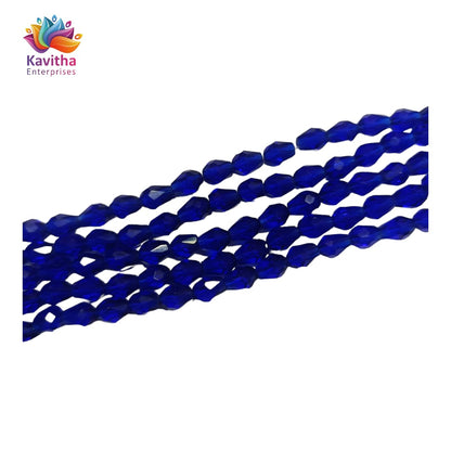 Transparent Drop/Briolette Crystal Bead String - 6*8 mm, 55 Beads for Jewellery Making, Beading, Embroidery, Art and Craft