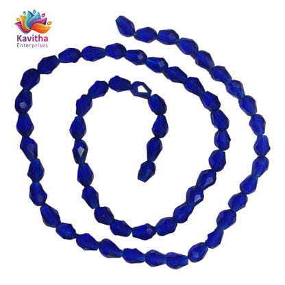 Transparent Drop/Briolette Crystal Bead String - 6*8 mm, 55 Beads for Jewellery Making, Beading, Embroidery, Art and Craft