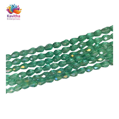 Transparent Drop/Briolette Crystal Bead String - 6*8 mm, 55 Beads for Jewellery Making, Beading, Embroidery, Art and Craft