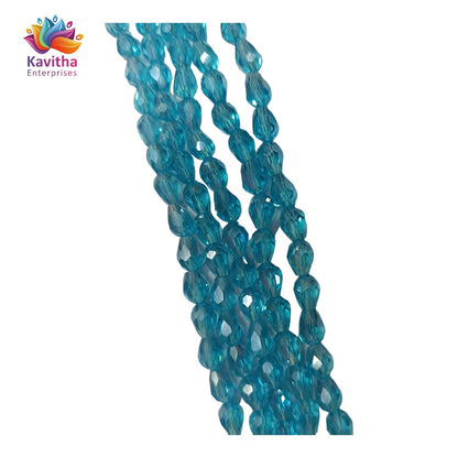 Transparent Drop/Briolette Crystal Bead String - 6*8 mm, 55 Beads for Jewellery Making, Beading, Embroidery, Art and Craft