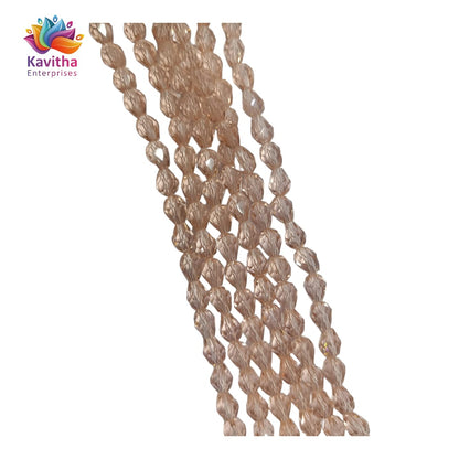 Transparent Drop/Briolette Crystal Bead String - 6*8 mm, 55 Beads for Jewellery Making, Beading, Embroidery, Art and Craft
