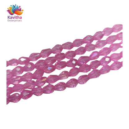 Transparent Drop/Briolette Crystal Bead String - 6*8 mm, 55 Beads for Jewellery Making, Beading, Embroidery, Art and Craft