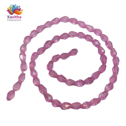 Transparent Drop/Briolette Crystal Bead String - 6*8 mm, 55 Beads for Jewellery Making, Beading, Embroidery, Art and Craft