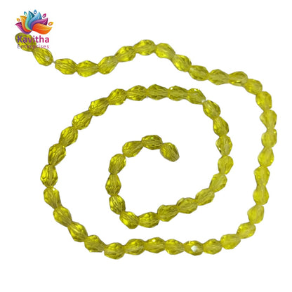 Transparent Drop/Briolette Crystal Bead String - 6*8 mm, 55 Beads for Jewellery Making, Beading, Embroidery, Art and Craft