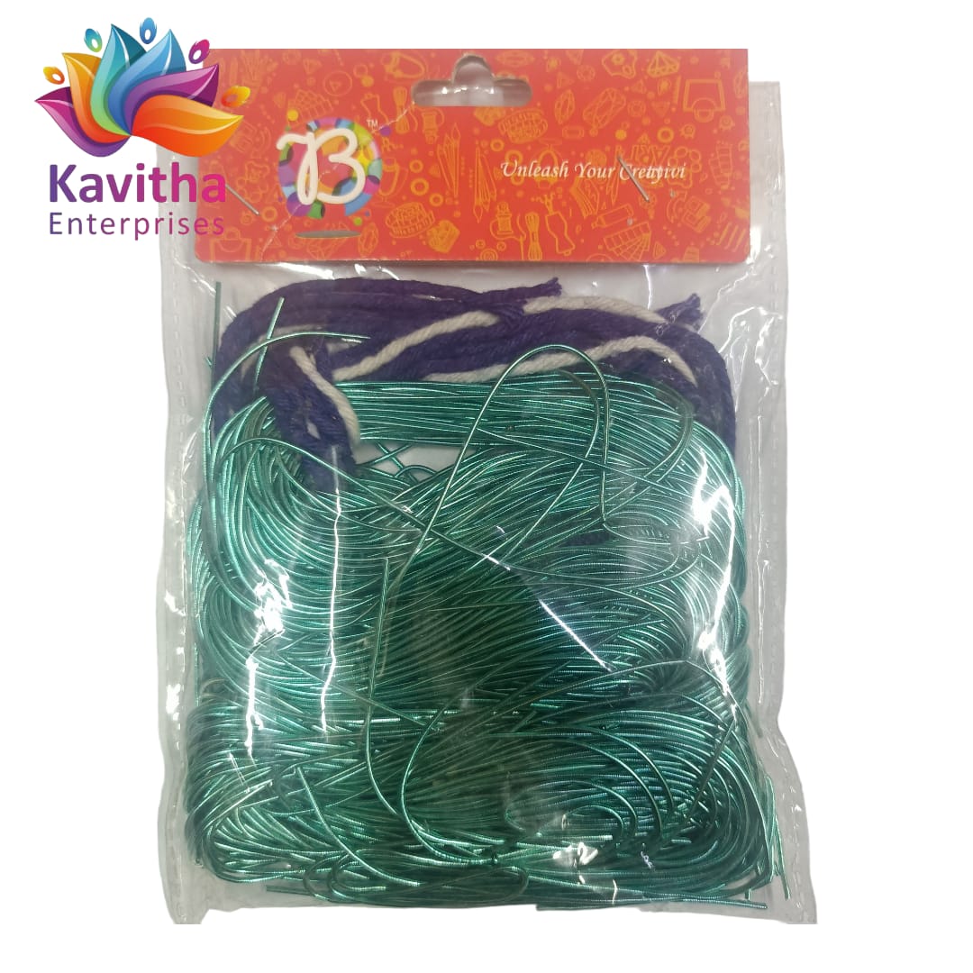 Flexible Smooth 1mm French Bullion Wires - Emerald Various Colors (Pack of 10 Grams) | Spring Dabka Copper Metallic Thread for Embroidery and Jewellery Making
