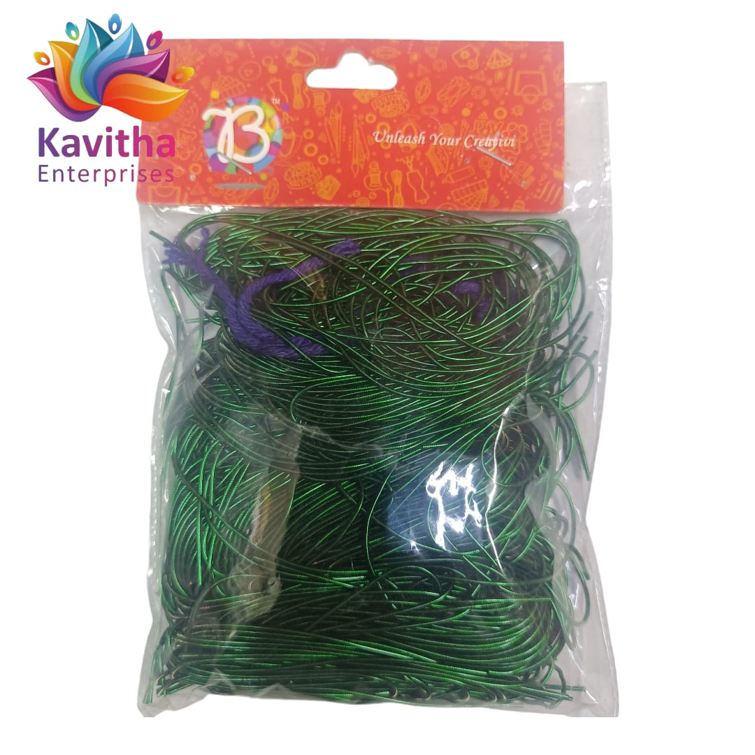 Flexible Smooth 1mm French Bullion Wires - Emerald Various Colors (Pack of 10 Grams) | Spring Dabka Copper Metallic Thread for Embroidery and Jewellery Making