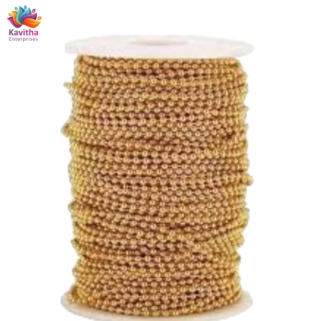 Ball Chain Gold 1.5mm & 2mm for Jewelry Making - Pack of 10 Meters, Decorating, Craft Work, Jewellery Making (Available in Packs of 5 & 10 Meters)