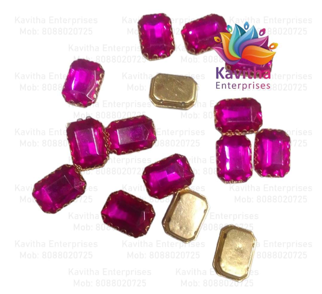 Jewellery Making Square Shape Crystal Stone/Kundan 8x10mm (1 Piece) Red , Green , Pink, Gold , Brown, Multi, etc ,