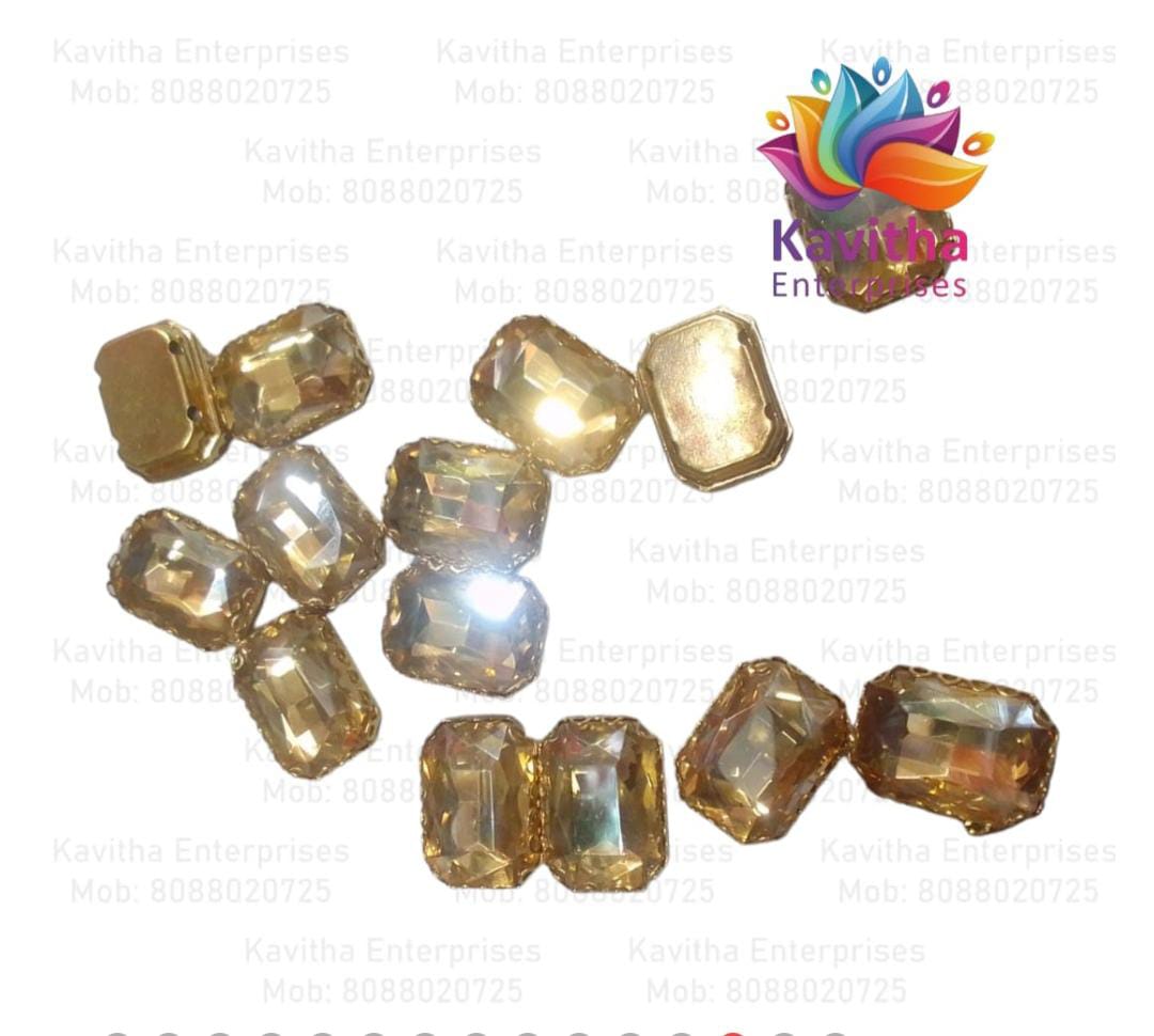 Jewellery Making Square Shape Crystal Stone/Kundan 8x10mm (1 Piece) Red , Green , Pink, Gold , Brown, Multi, etc ,