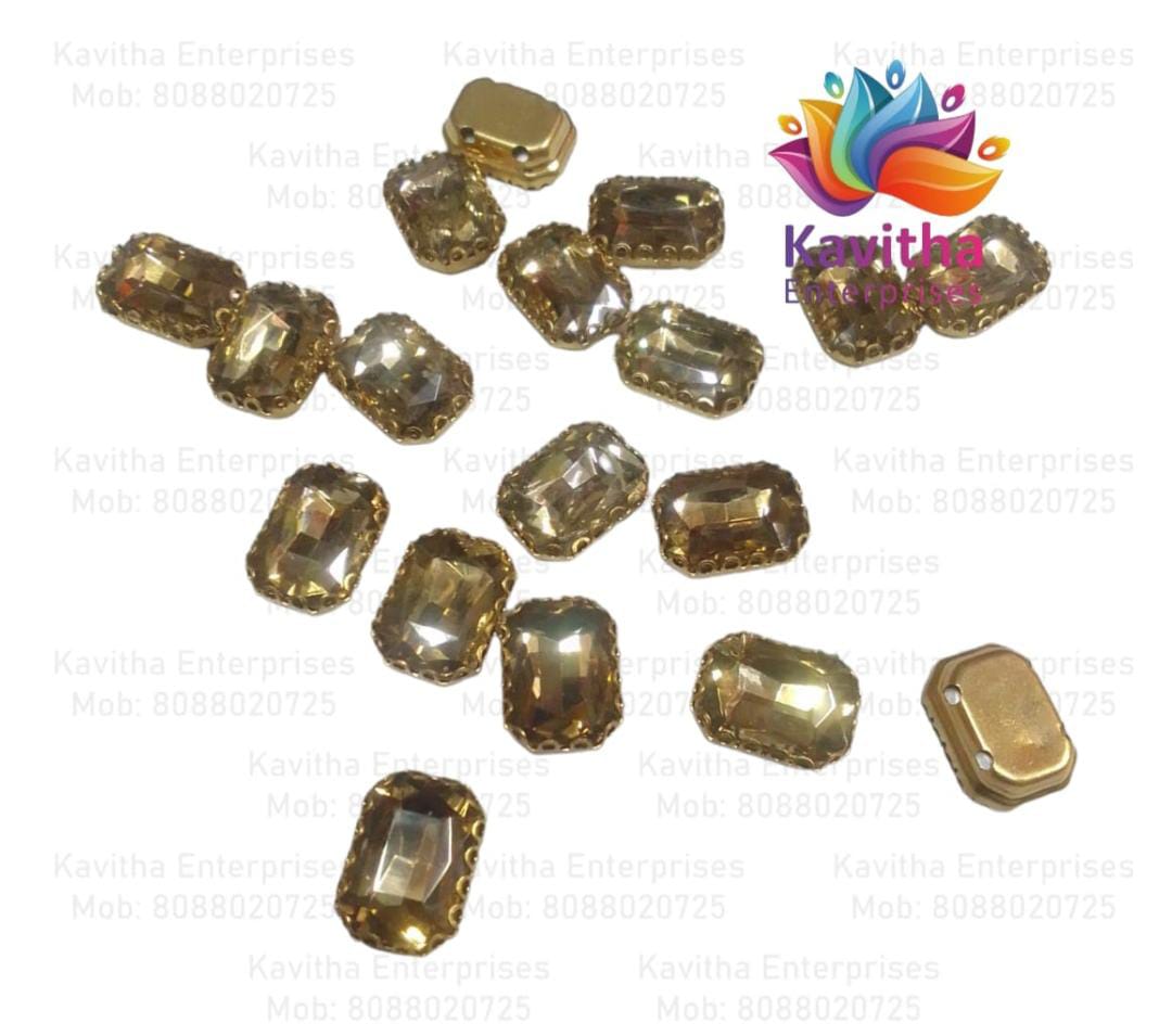 Jewellery Making Square Shape Crystal Stone/Kundan 8x10mm (1 Piece) Red , Green , Pink, Gold , Brown, Multi, etc ,