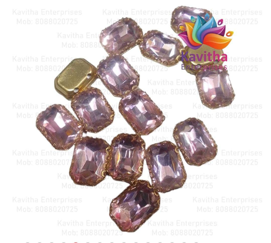 Jewellery Making Square Shape Crystal Stone/Kundan 8x10mm (1 Piece) Red , Green , Pink, Gold , Brown, Multi, etc ,