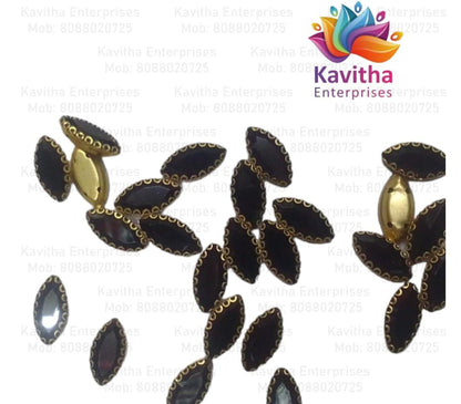 Eye Shape Crystal Stone/Kundan 8x13mm (6 Piece8x13mm Navette Shape Clip Stones for Aari Work, Jewellery Making & Silk Thread Bangles | Multicolor Gold Finish | Pack of 6 Pieces – Kavitha Enterprises
