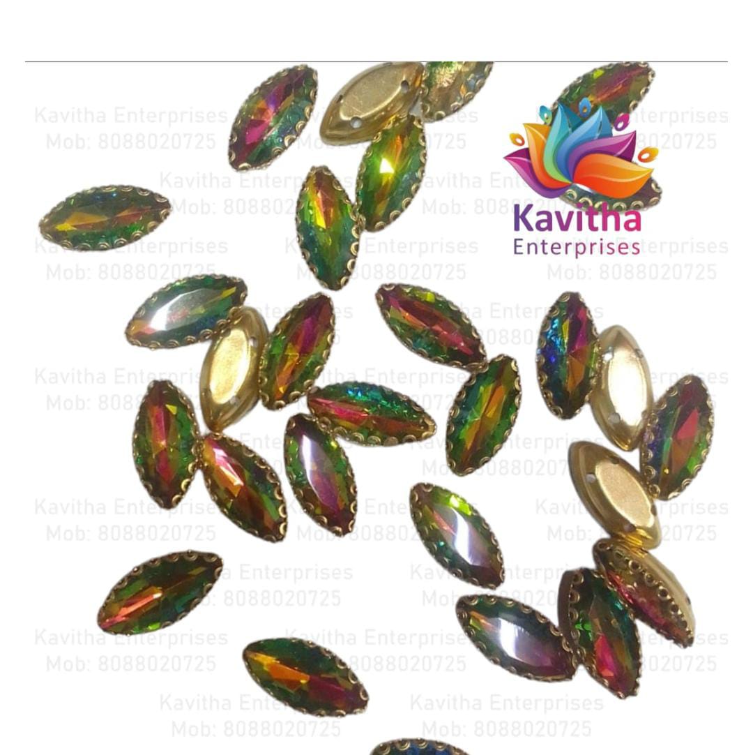 Eye Shape Crystal Stone/Kundan 8x13mm (1 Piece)