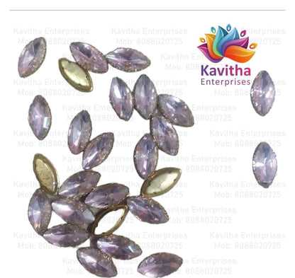 Eye Shape Crystal Stone/Kundan 8x13mm (6 Piece8x13mm Navette Shape Clip Stones for Aari Work, Jewellery Making & Silk Thread Bangles | Multicolor Gold Finish | Pack of 6 Pieces – Kavitha Enterprises