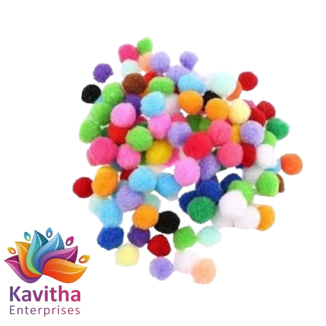 Pom Pom Balls, Multicolor (Pack Of 10)