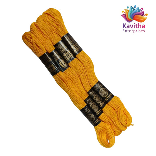 yellow Colour Rangoli Cotton Embroidery Threads - Pack of 4 Skeins (1.2g Each) - 100% Mercerised Cotton shade no 4809