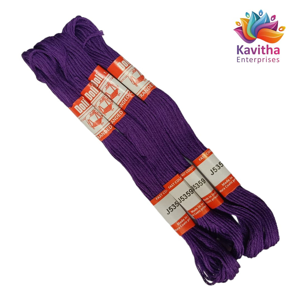 purple Colour Rangoli Cotton Embroidery Threads - Pack of 4 Skeins (1 ...