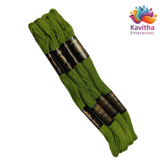 green Colour Rangoli Cotton Embroidery Threads - Pack of 4 Skeins (1.2g Each) - 100% Mercerised Cotton shape no 9080