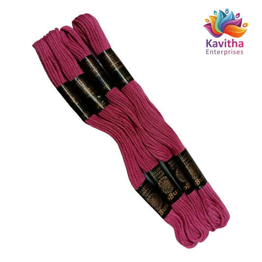 pink Colour Rangoli Cotton Embroidery Threads - Pack of 4 Skeins (1.2g Each) - 100% Mercerised Cotton shade no 12304