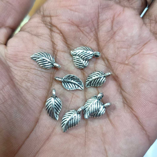 5MM, Leaf Design Anitque Metal Silver leaf  Beads, For Jewelry ,Bracelet ,Necklace , Saree Tassels Making Sold By 40 Gram (Approx 108 Beads )