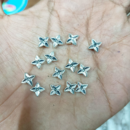 8MM, Anitque Metal Silver Beads, For Jewelry ,Bracelet ,Necklace , Saree Tassels Making Sold By 40 Gram (Approx 51 Beads )