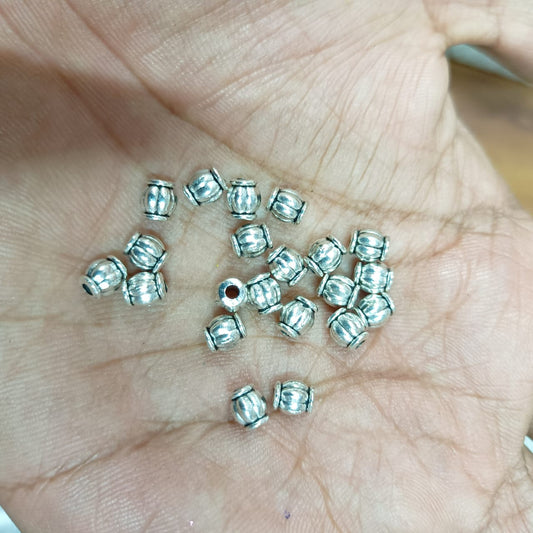 5MM, Anitque Metal Silver Beads, For Jewelry ,Bracelet ,Necklace , Saree Tassels Making Sold By 40 Gram (Approx 110 Beads )