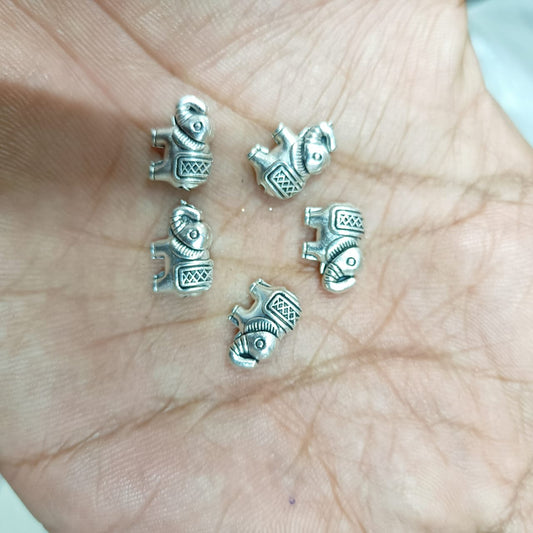 Elephant desing ,Anitque Metal Silver elephant Beads, For Jewelry ,Bracelet ,Necklace , Saree Tassels Making Sold By 40 Gram (Approx 38 Beads )