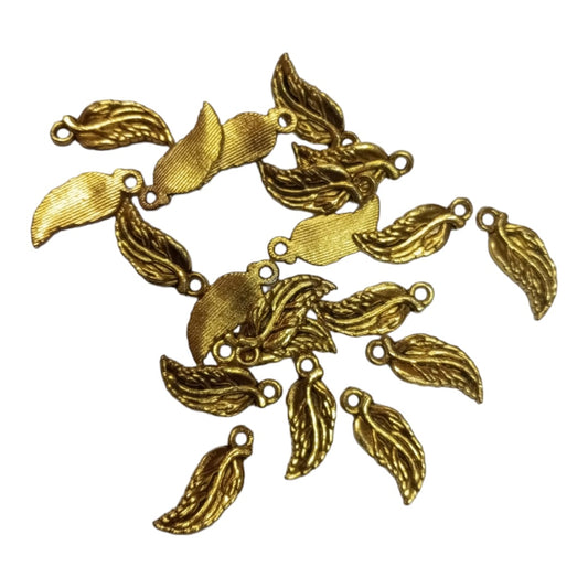 leaf desing , Antique Metal Gold Beads, For Jewelry ,Bracelet ,Necklace , Saree Tassels Making Sold By 40 Gram (Approx 50 Beads )