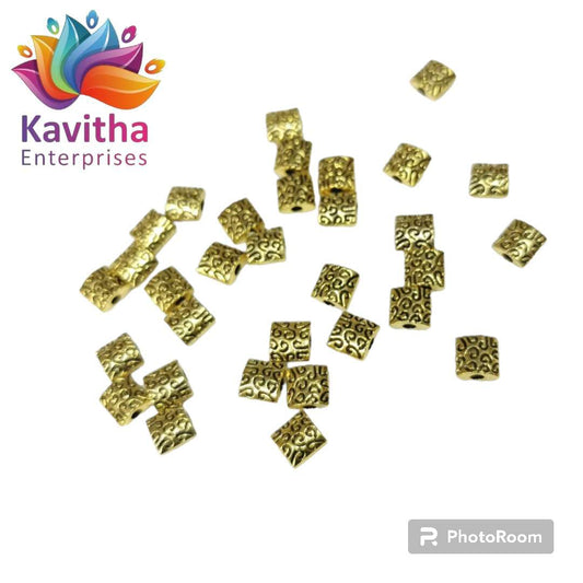 Box Design Antique Metal Gold Beads, For Jewelry ,Bracelet ,Necklace , Saree Tassels Making Sold By 40 Gram (Approx 140 Beads )