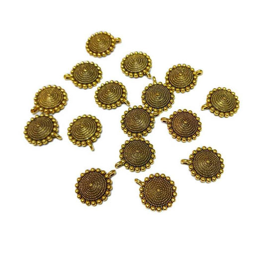 10mm Antique Metal Gold Beads, For Jewelry ,Bracelet ,Necklace , Saree Tassels Making Sold By 40 Gram (Approx 40 Beads )