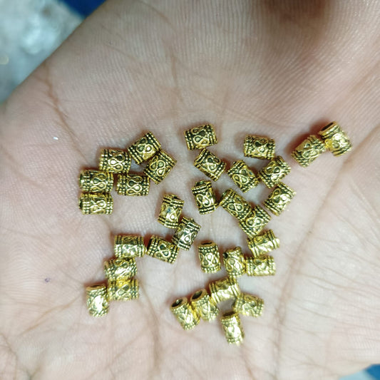 paipe design desing , Antique Metal Gold Beads, For Jewelry ,Bracelet ,Necklace , Saree Tassels Making Sold By 40 Gram (Approx 190 Beads )