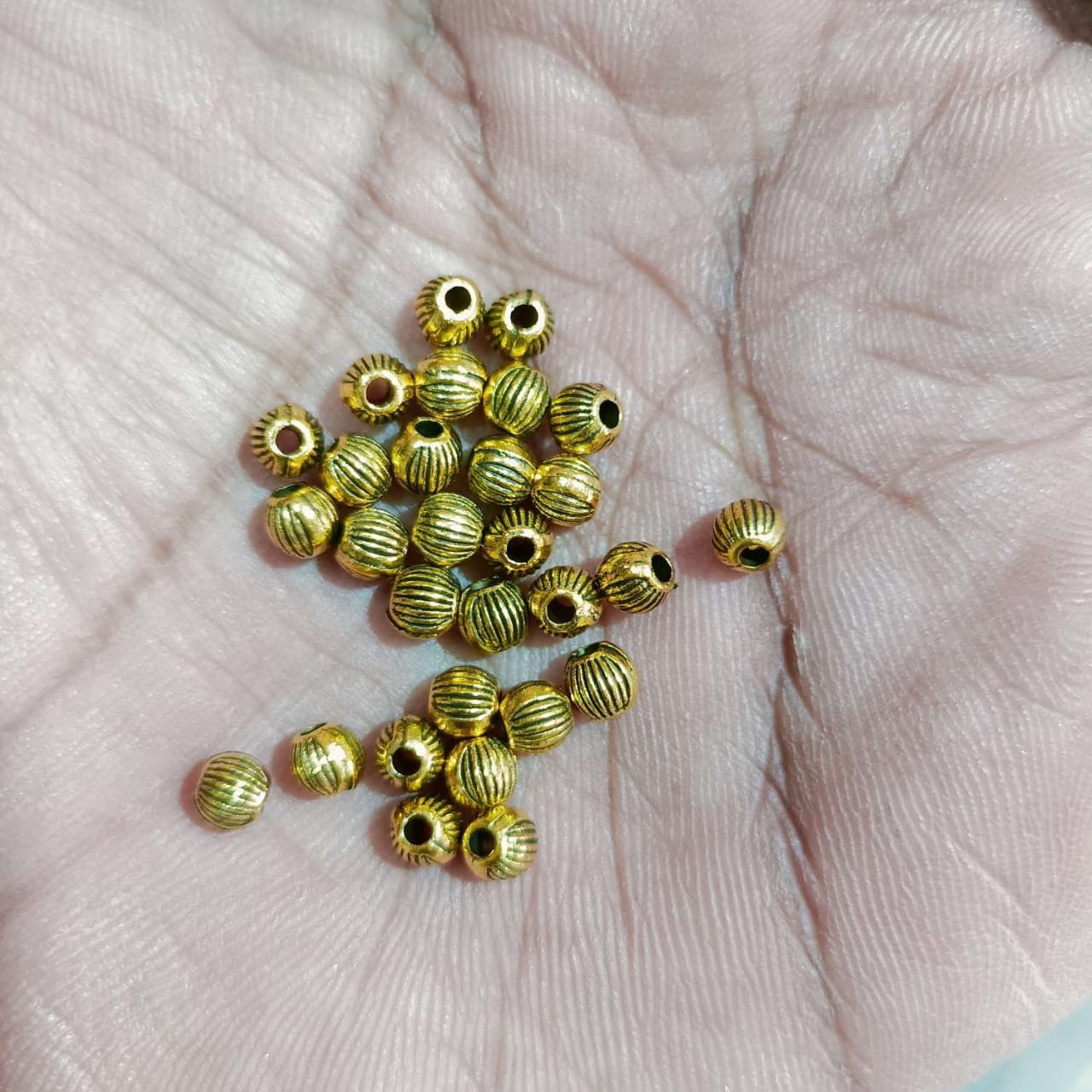 4mm Antique Metal Gold Beads, For Jewelry ,Bracelet ,Necklace , Saree Tassels Making Sold By 40 Gram (Approx 180 Beads )