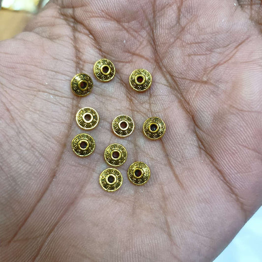 4MM, Antique Metal Gold Beads, For Jewelry ,Bracelet ,Necklace , Saree Tassels Making Sold By 40 Gram (Approx 115 Beads )