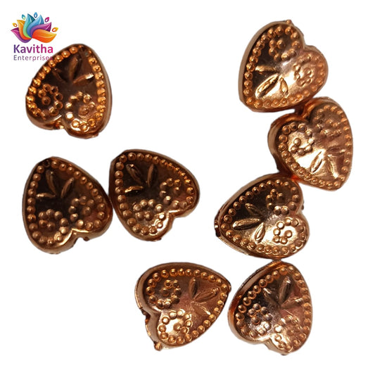 Heart shape Coper Colour Plastic Beads For Saree Tassels , Saree Kuchu ,Craft ( 50 gram )