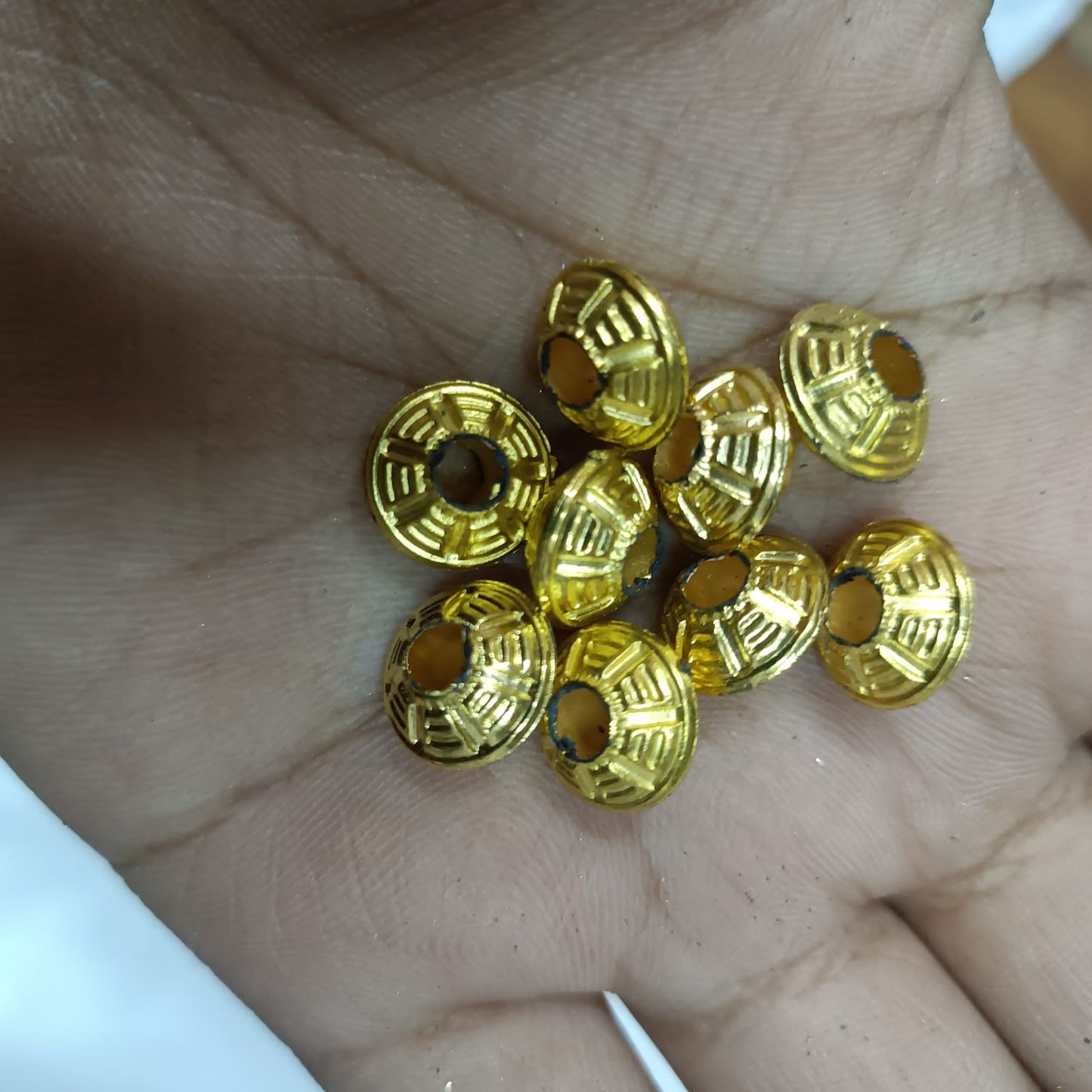 Bright Gold Plastic CCB Beads for Saree Tassels, Jewelry Making, and Embroidery (50g Pack)
