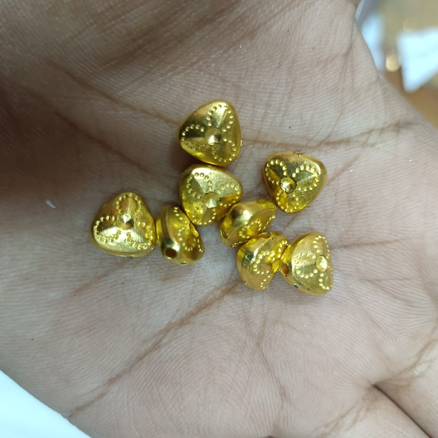 Bright Gold Plastic CCB Beads for Saree Tassels, Jewelry Making, and Embroidery (50g Pack)