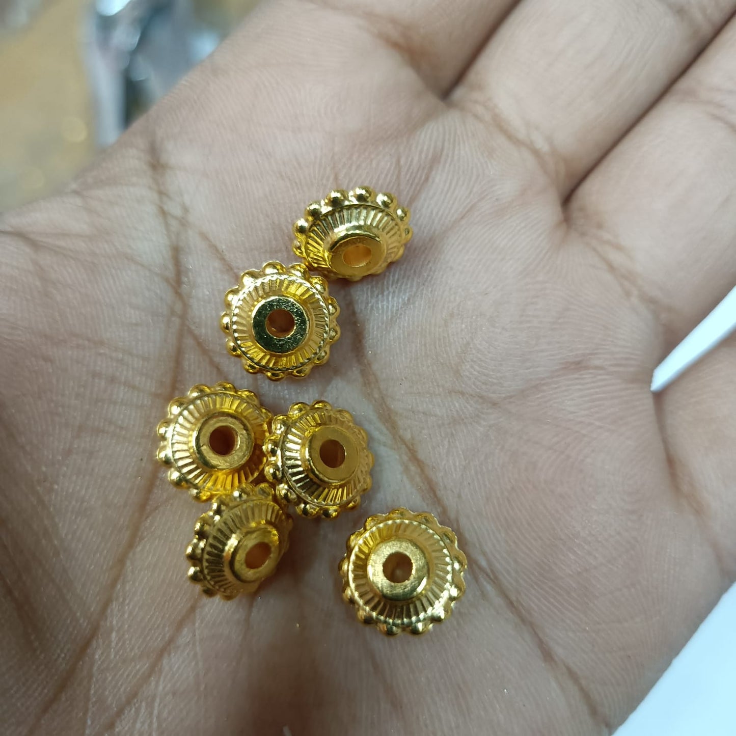 Bright Gold Plastic CCB Beads for Saree Tassels, Jewelry Making, and Embroidery (50g Pack)