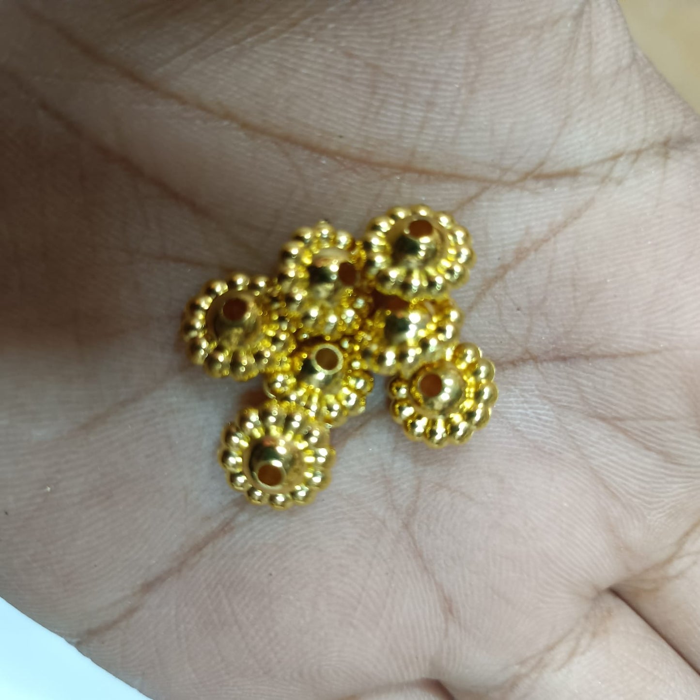 Bright Gold Plastic CCB Beads for Saree Tassels, Jewelry Making, and Embroidery (50g Pack)