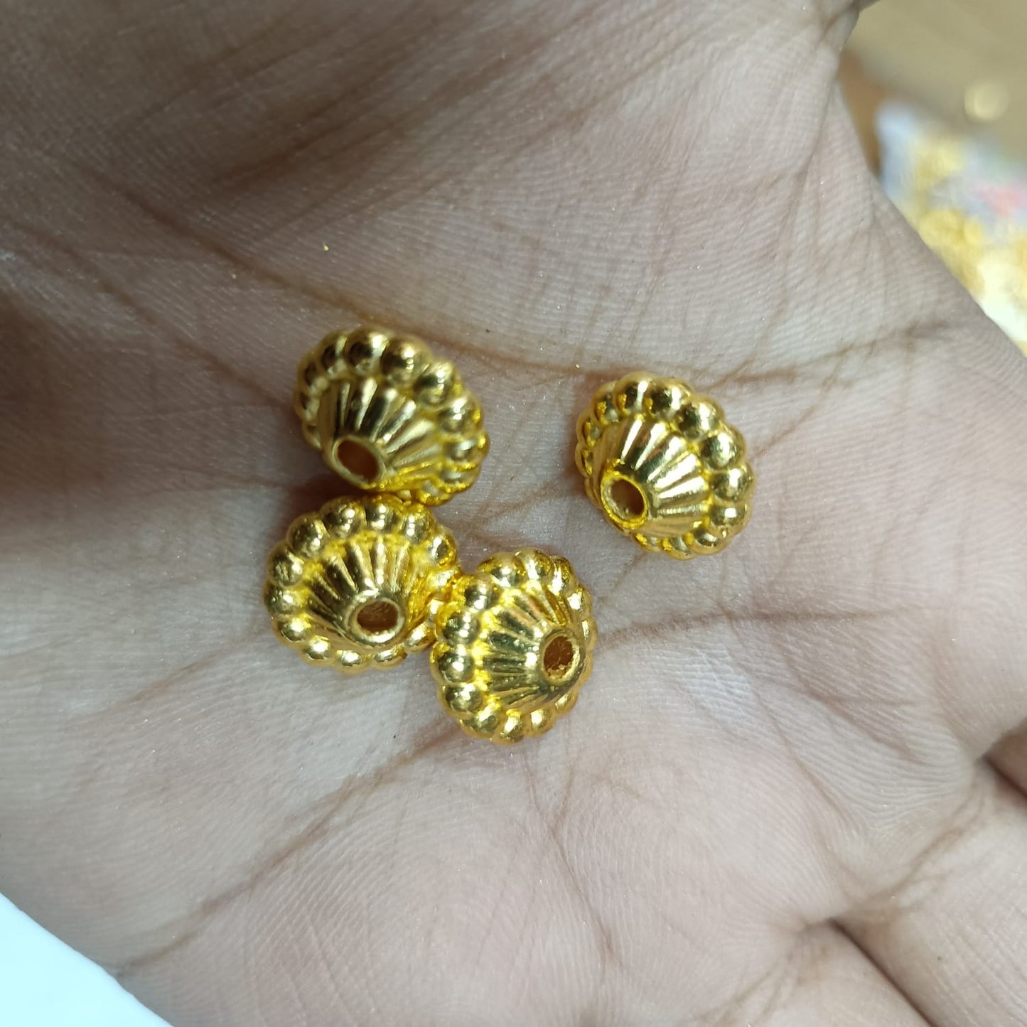 Bright Gold Plastic CCB Beads for Saree Tassels, Jewelry Making, and Embroidery (50g Pack)