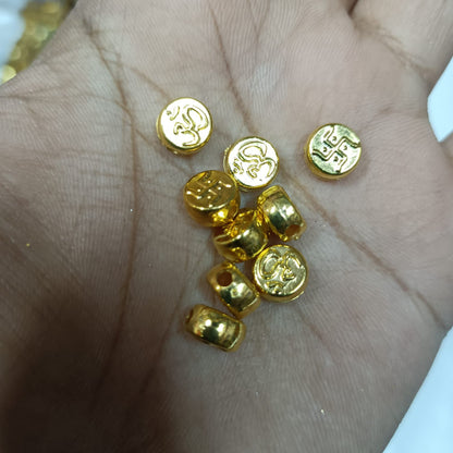 Bright Gold Plastic CCB Beads for Saree Tassels, Jewelry Making, and Embroidery (50g Pack)