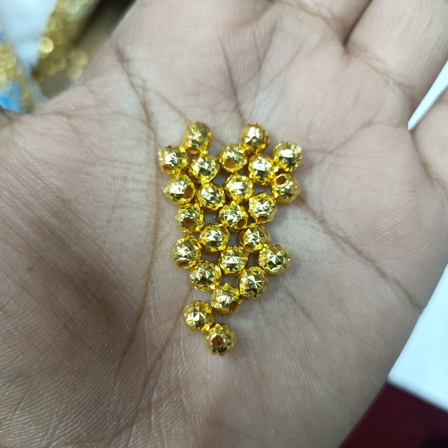 Bright Gold Plastic CCB Beads for Saree Tassels, Jewelry Making, and Embroidery (50g Pack)