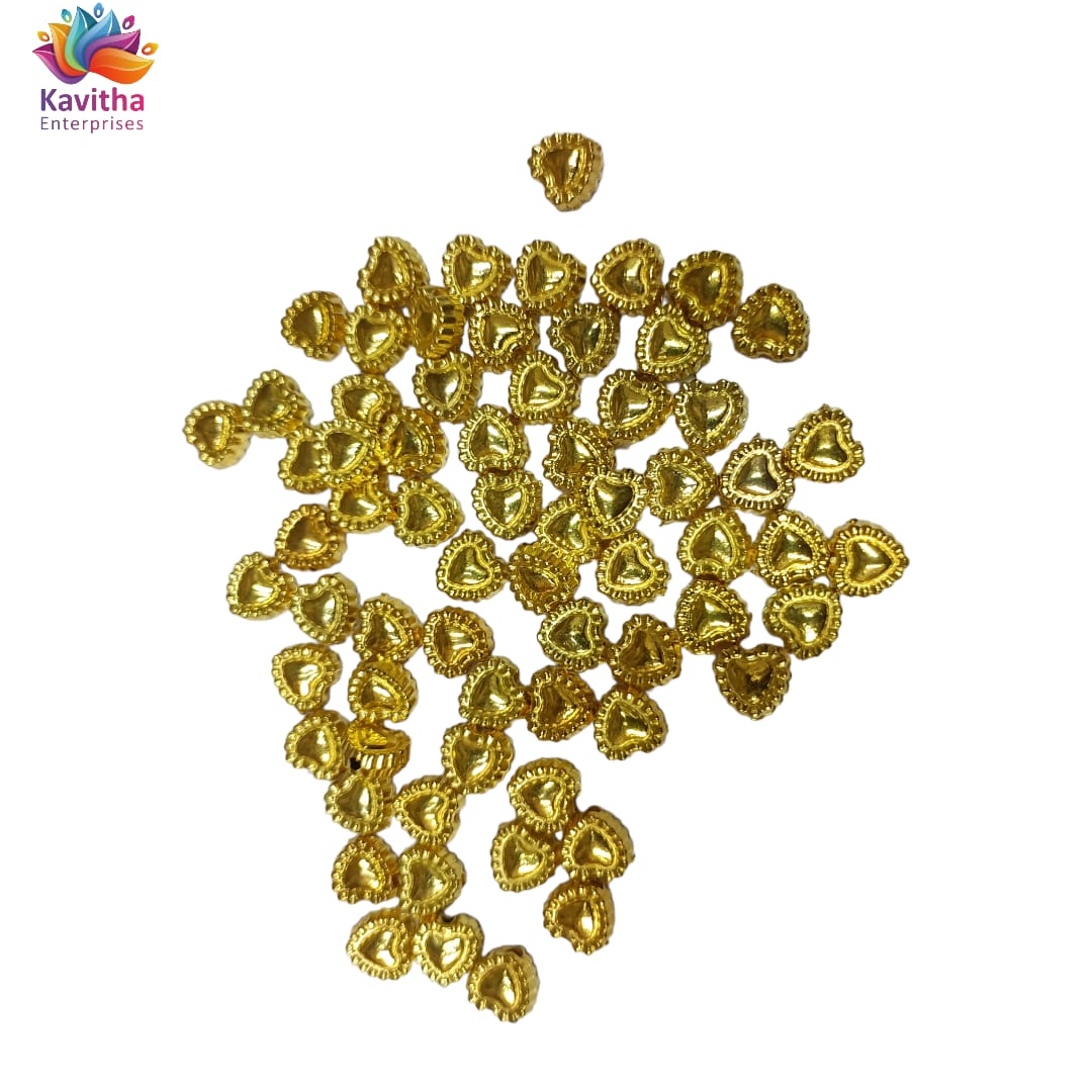 Bright Gold Plastic CCB Beads for Saree Tassels, Jewelry Making, and Embroidery (50g Pack)