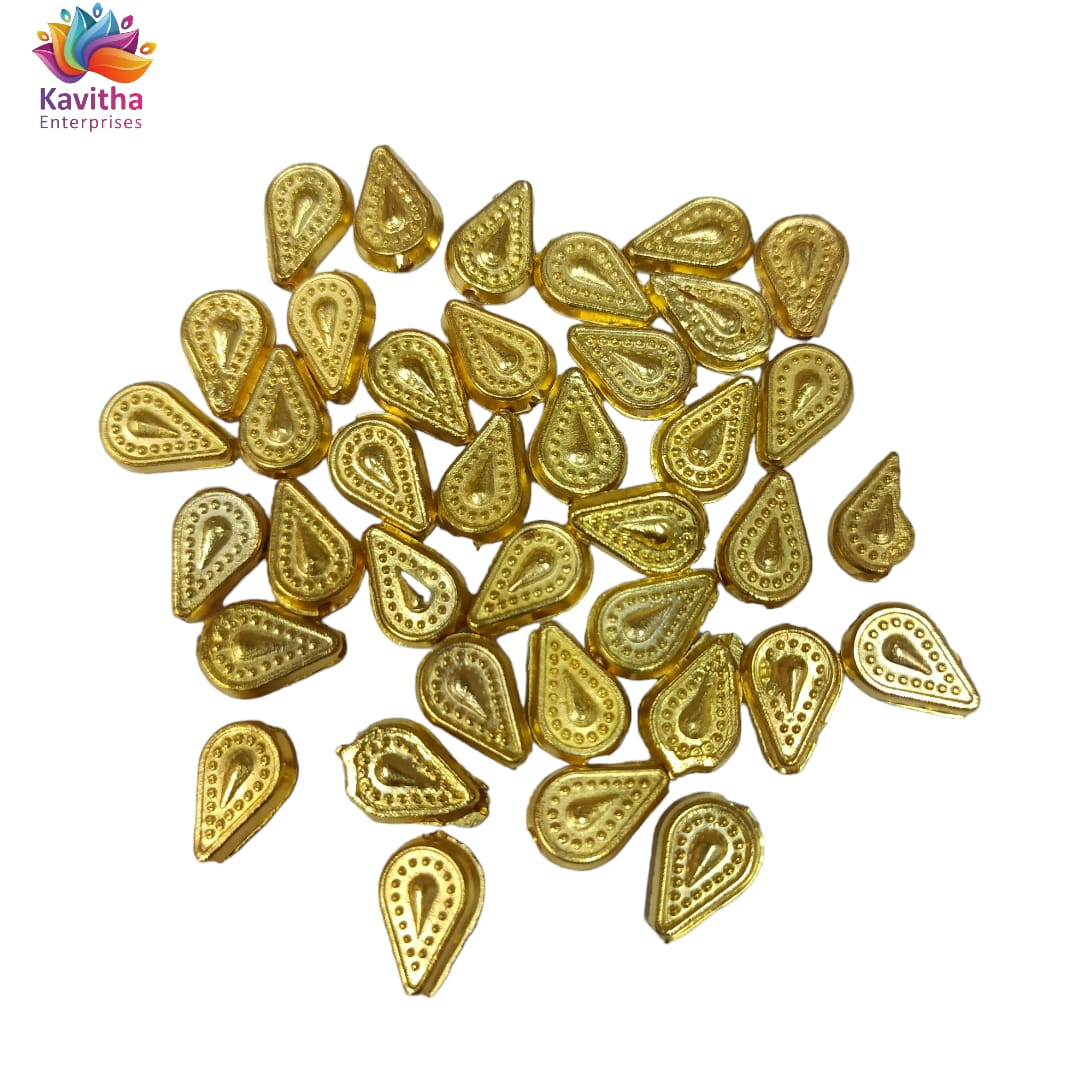 Bright Gold Plastic CCB Beads for Saree Tassels, Jewelry Making, and Embroidery (50g Pack)