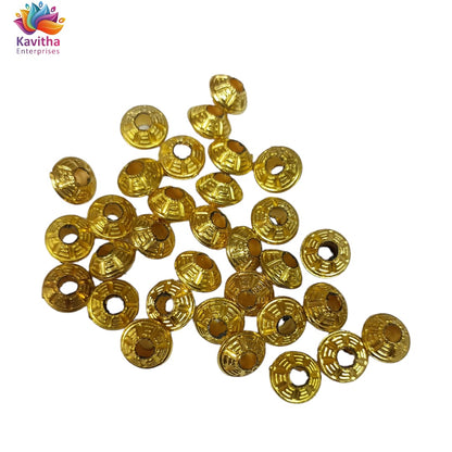 Bright Gold Plastic CCB Beads for Saree Tassels, Jewelry Making, and Embroidery (50g Pack)