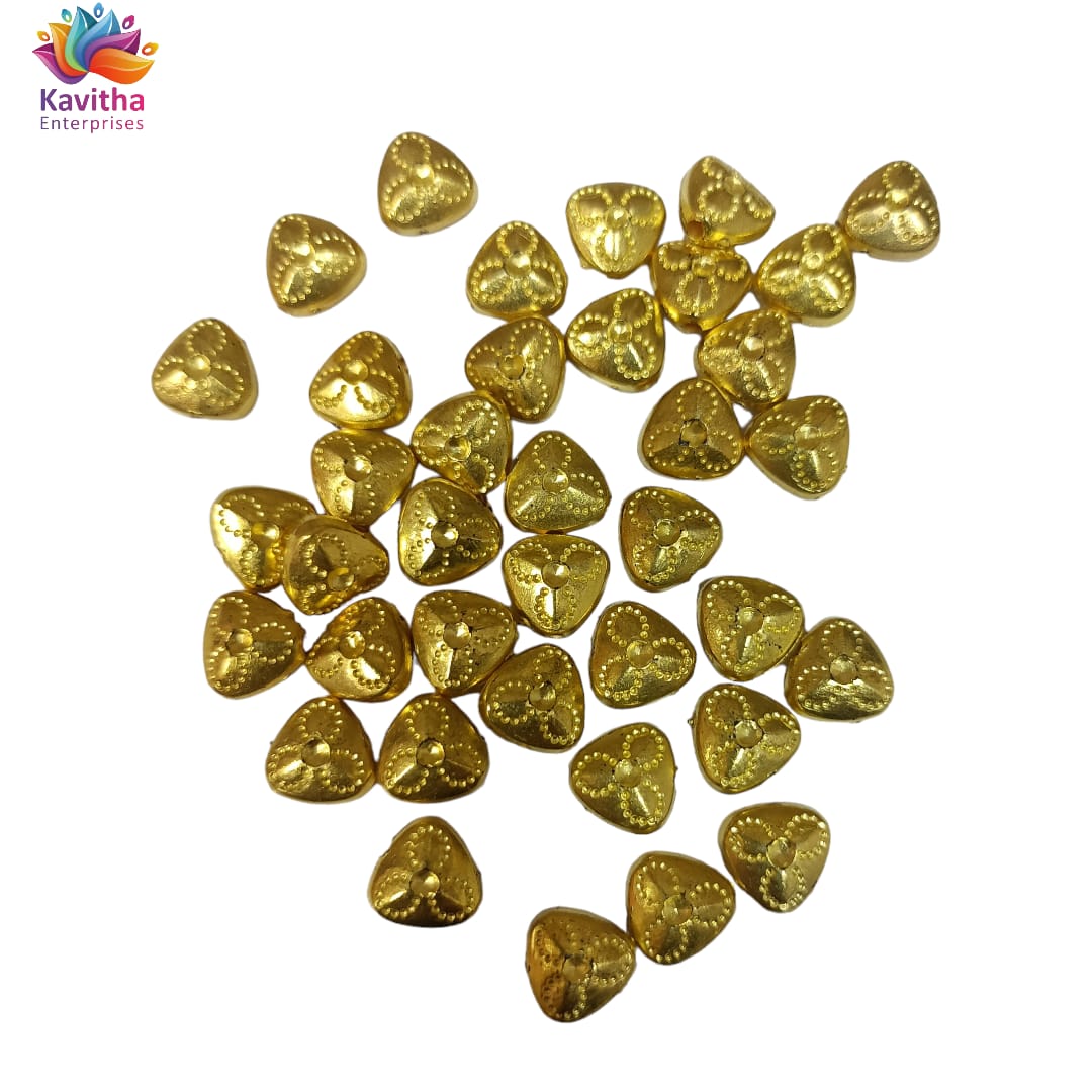 Bright Gold Plastic CCB Beads for Saree Tassels, Jewelry Making, and Embroidery (50g Pack)
