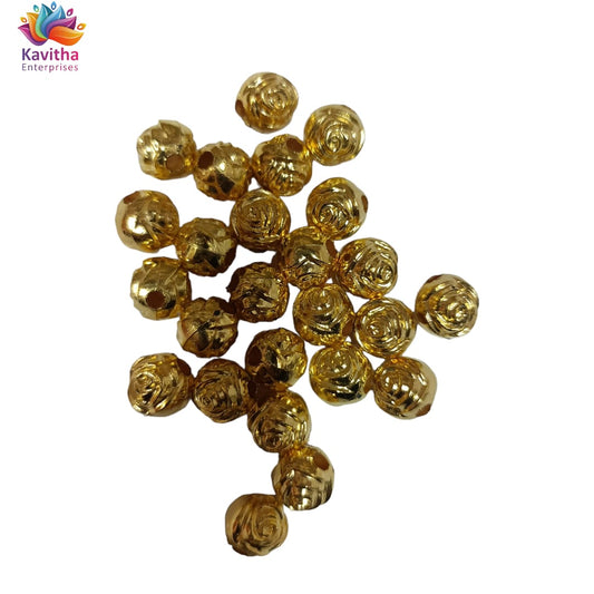 Bright Gold Plastic CCB Beads for Saree Tassels, Jewelry Making, and Embroidery (50g Pack)